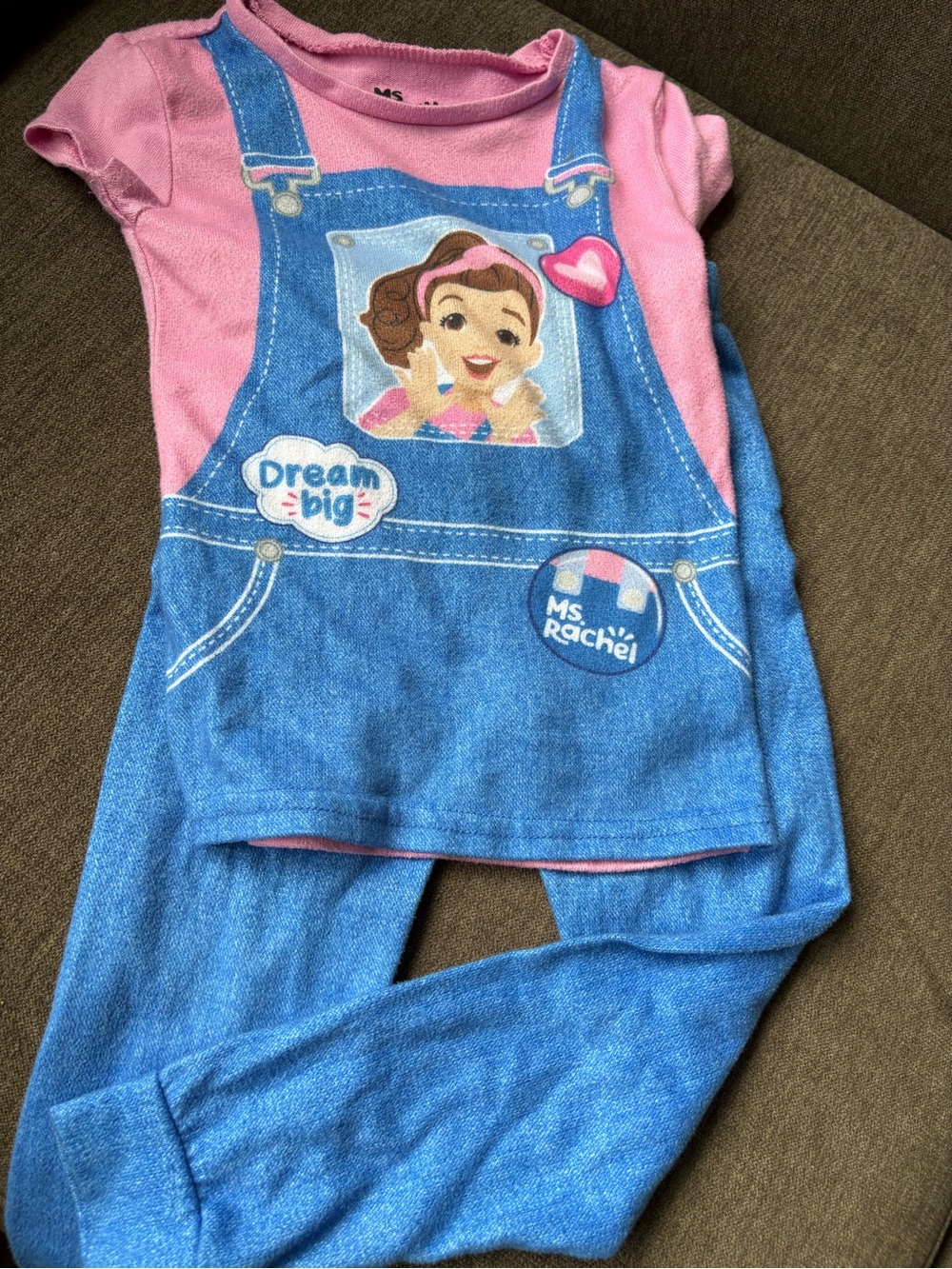 Ms. Rachel Faux-Overall Pajama Set with 'Dream Big' Graphic